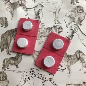 Handmade wood pill earrings
